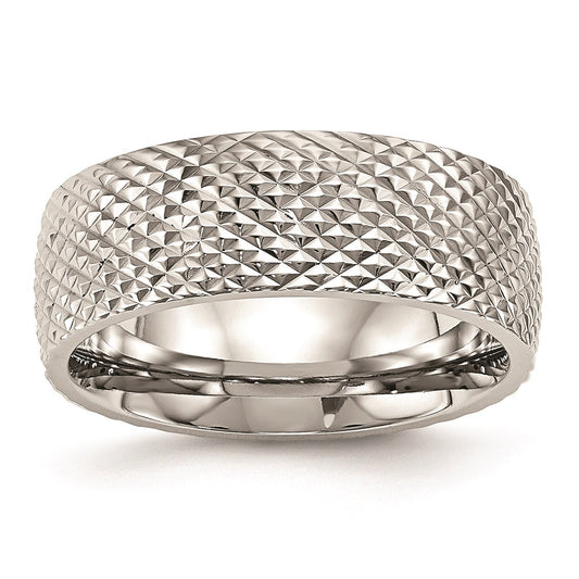 Unisex Fashion Jewelry, Chisel Brand Stainless Steel Polished Textured Ring