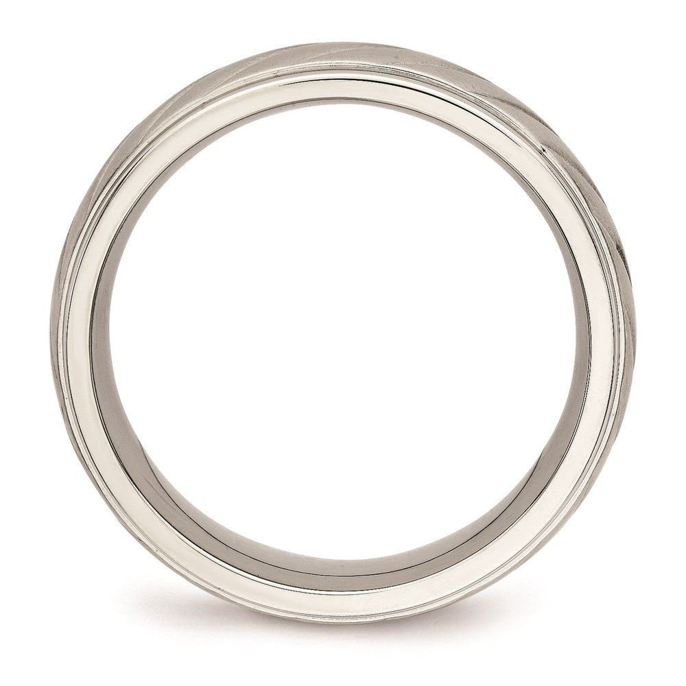 Unisex Fashion Jewelry, Chisel Brand Stainless Steel Brushed and Polished Grooved Ring