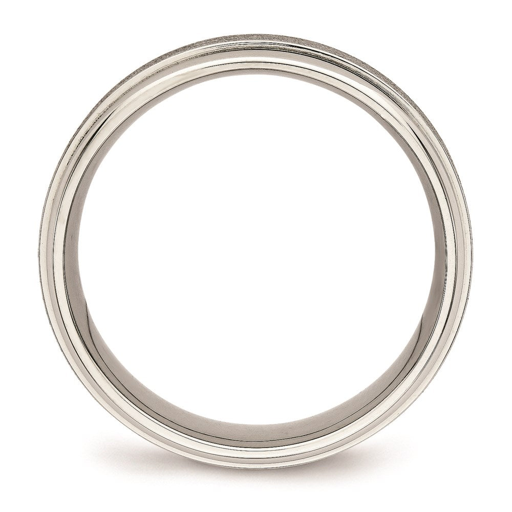Unisex Fashion Jewelry, Chisel Brand Stainless Steel Brushed and Polished Ridged Edge Ring