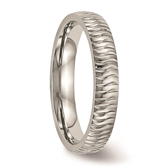 Unisex Fashion Jewelry, Chisel Brand Stainless Steel Polished Textured Ring