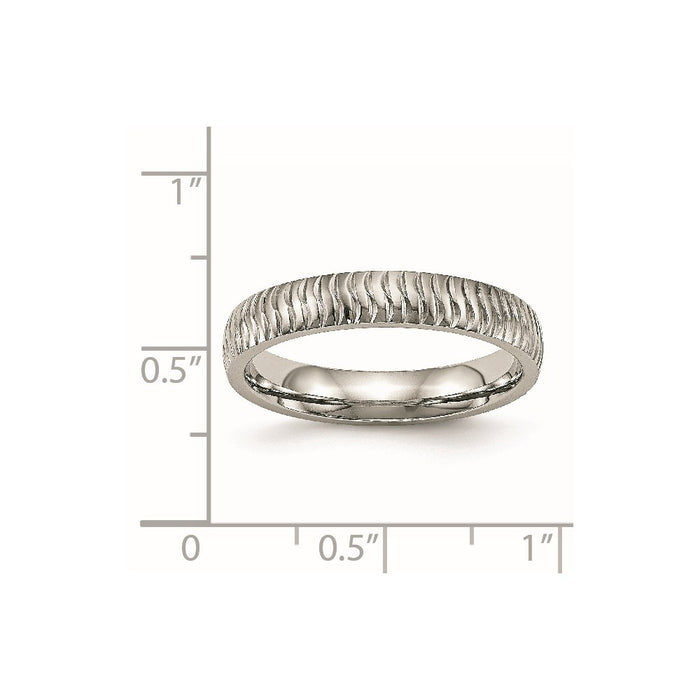 Unisex Fashion Jewelry, Chisel Brand Stainless Steel Polished Textured Ring