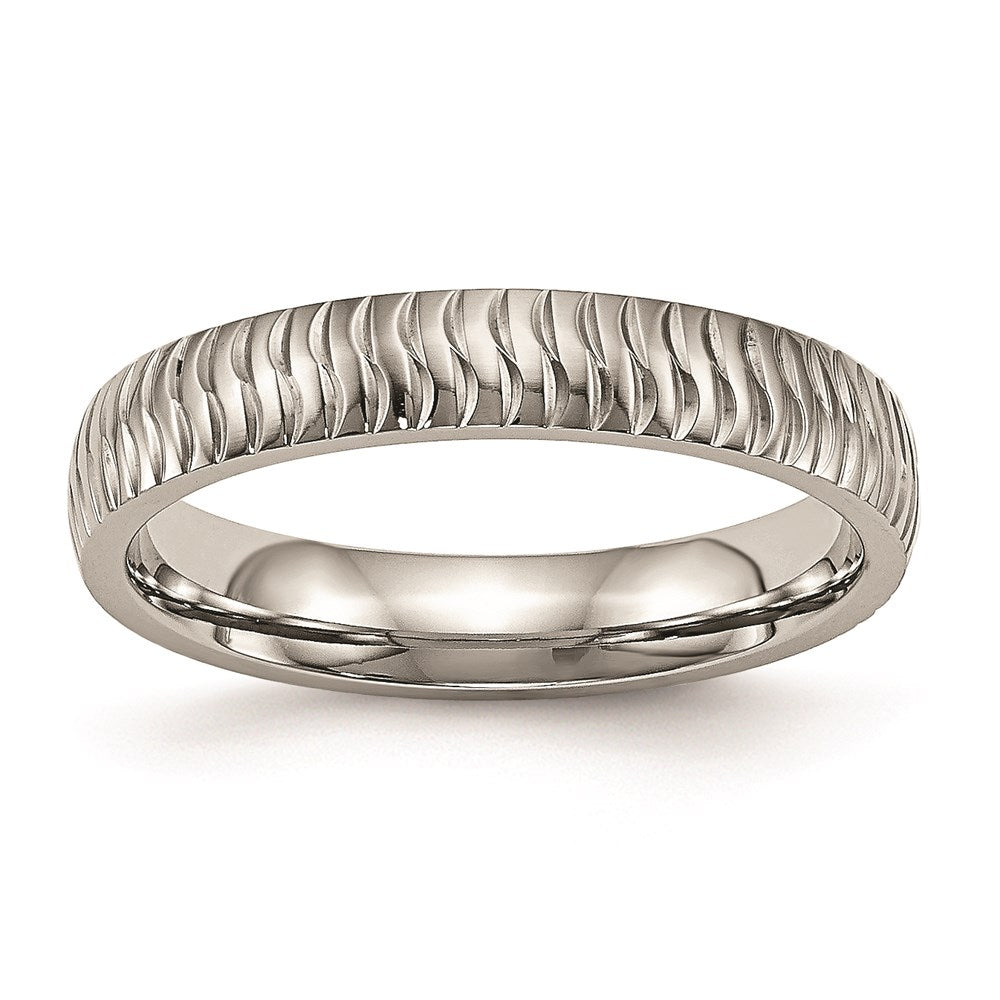 Unisex Fashion Jewelry, Chisel Brand Stainless Steel Polished Textured Ring