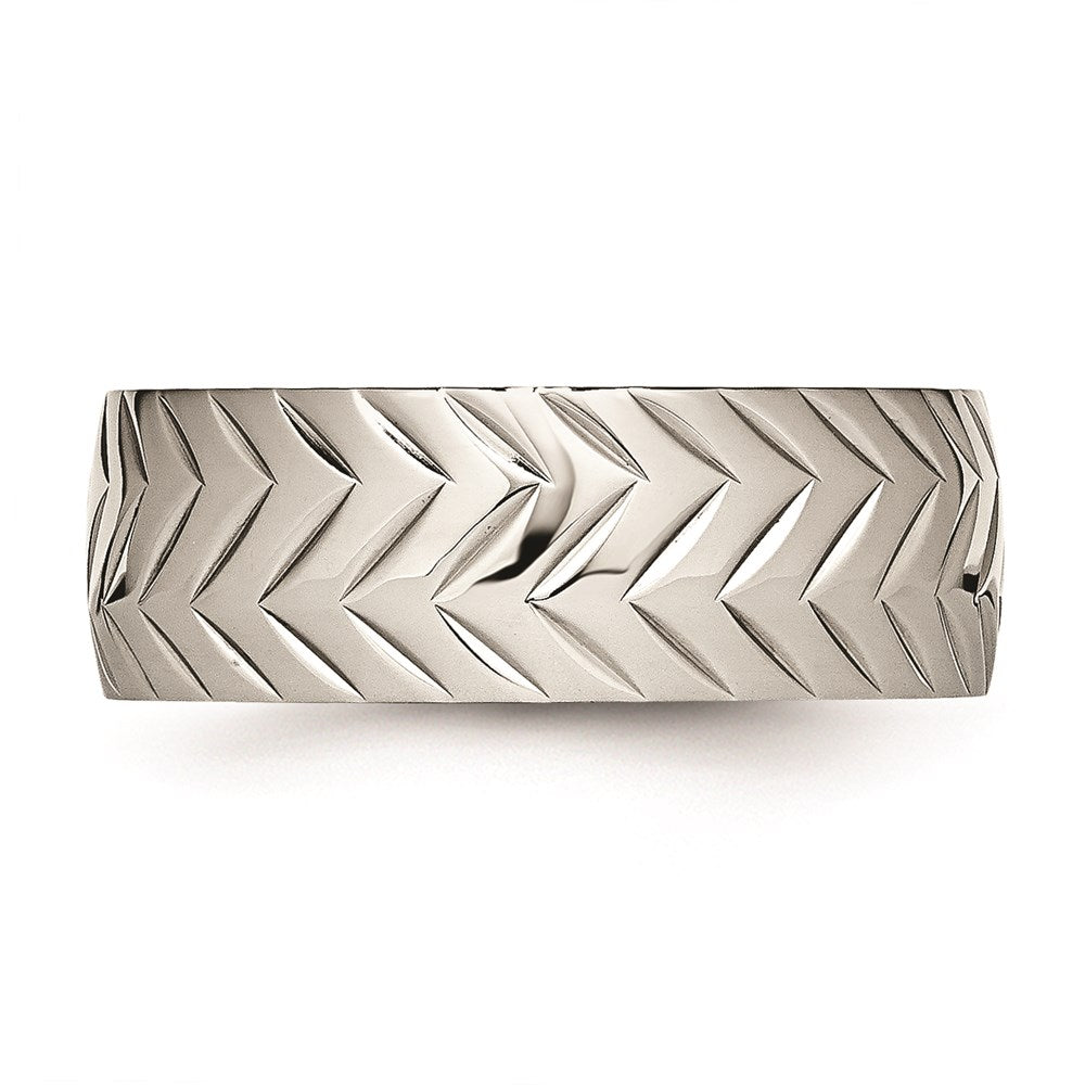 Unisex Fashion Jewelry, Chisel Brand Stainless Steel Polished Diamond Cut Ring