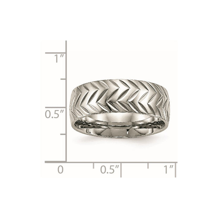 Unisex Fashion Jewelry, Chisel Brand Stainless Steel Polished Diamond Cut Ring