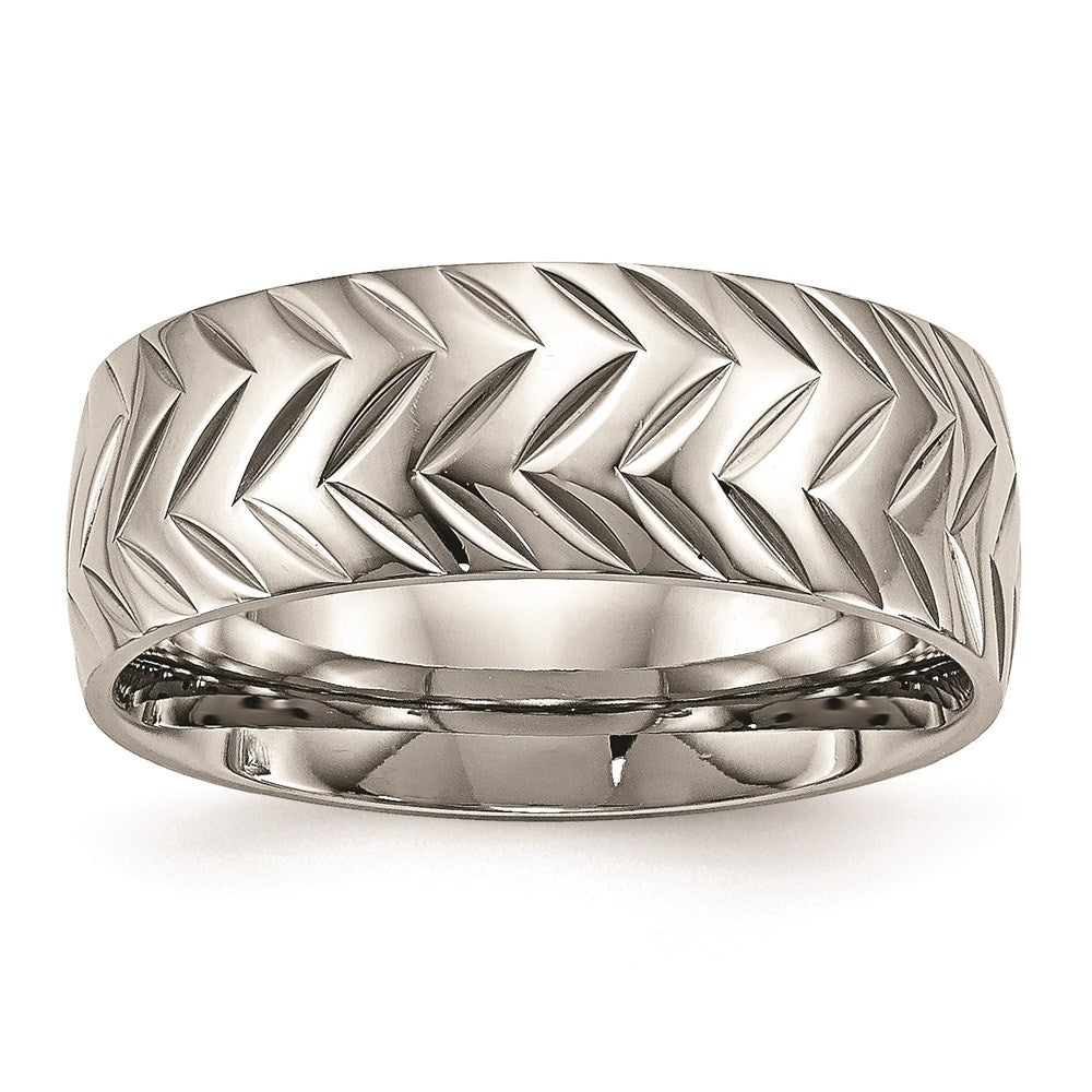 Unisex Fashion Jewelry, Chisel Brand Stainless Steel Polished Diamond Cut Ring