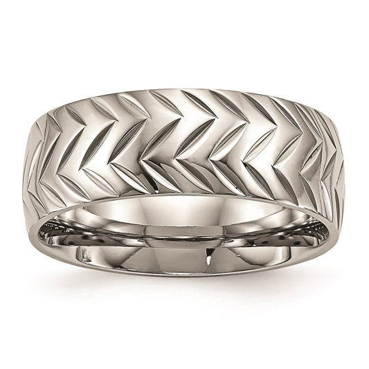 Unisex Fashion Jewelry, Chisel Brand Stainless Steel Polished Diamond Cut Ring