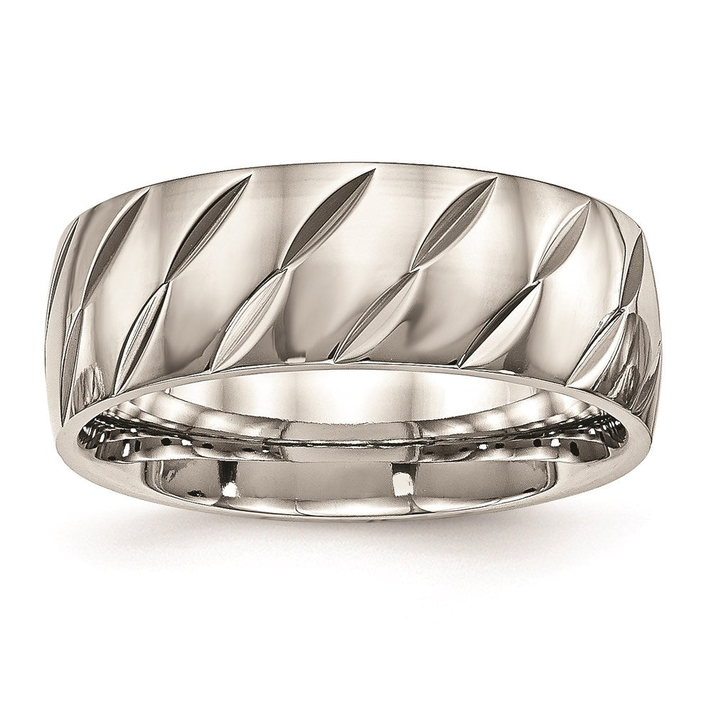 Unisex Fashion Jewelry, Chisel Brand Stainless Steel Polished Diamond Cut Ring