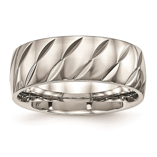 Unisex Fashion Jewelry, Chisel Brand Stainless Steel Polished Diamond Cut Ring