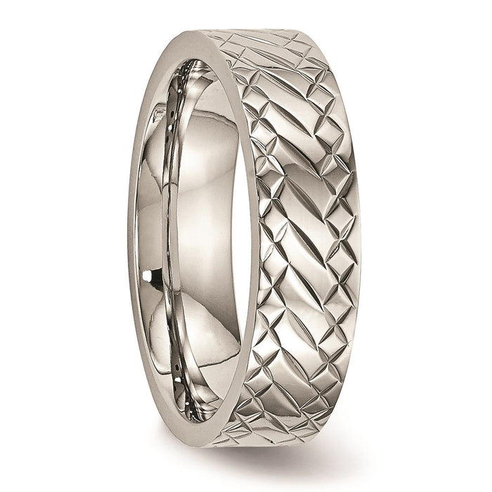 Unisex Fashion Jewelry, Chisel Brand Stainless Steel Polished Textured Ring