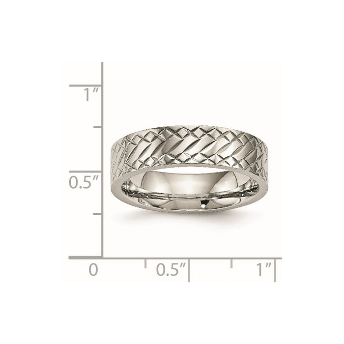 Unisex Fashion Jewelry, Chisel Brand Stainless Steel Polished Textured Ring