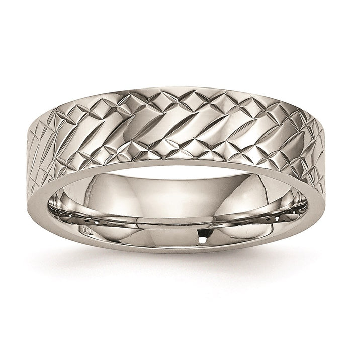 Unisex Fashion Jewelry, Chisel Brand Stainless Steel Polished Textured Ring