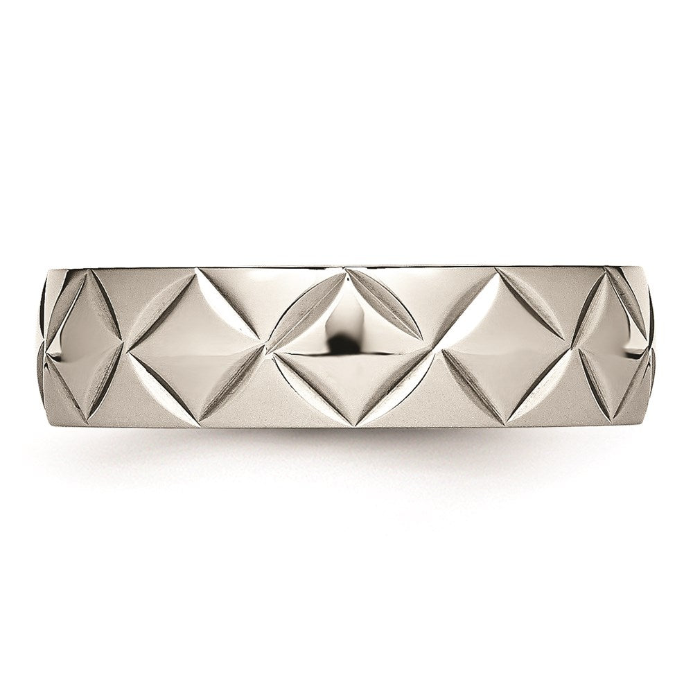 Unisex Fashion Jewelry, Chisel Brand Stainless Steel Polished Diamond Cut Ring