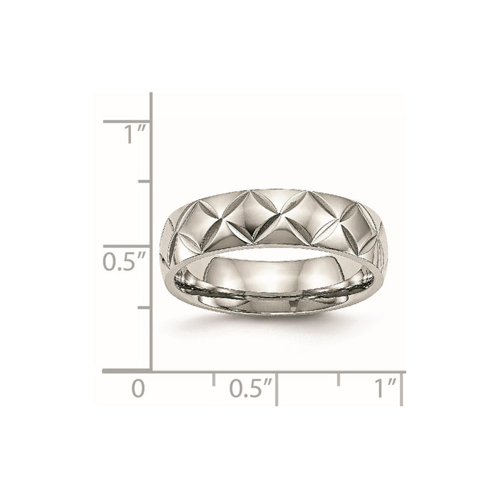 Unisex Fashion Jewelry, Chisel Brand Stainless Steel Polished Diamond Cut Ring