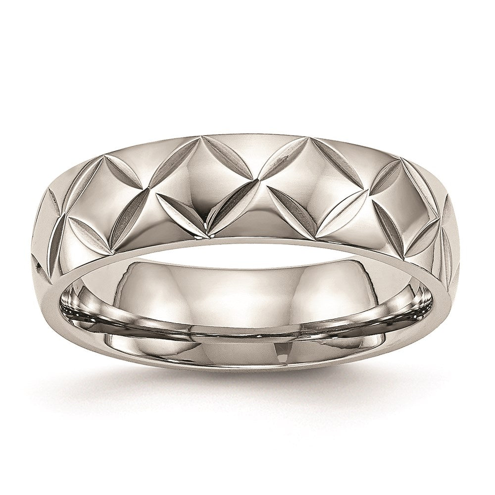 Unisex Fashion Jewelry, Chisel Brand Stainless Steel Polished Diamond Cut Ring