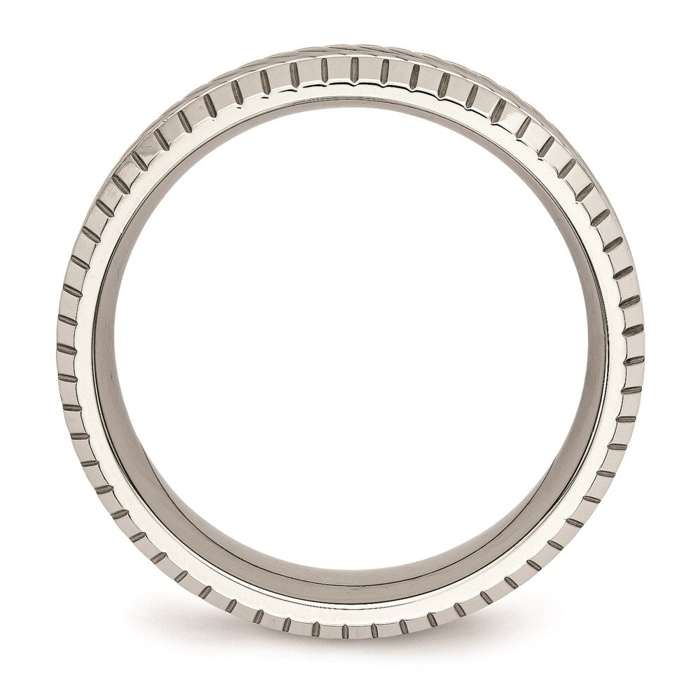 Men's Fashion Jewelry, Chisel Brand Stainless Steel Polished Grooved and Textured Ring