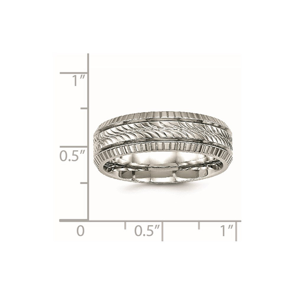 Men's Fashion Jewelry, Chisel Brand Stainless Steel Polished Grooved and Textured Ring