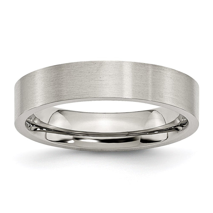 Unisex Fashion Jewelry, Chisel Brand Stainless Steel Flat 5mm Brushed Ring Band