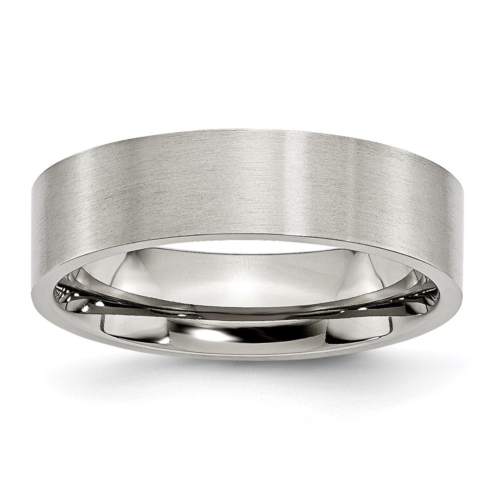 Unisex Fashion Jewelry, Chisel Brand Stainless Steel Flat 6mm Brushed Ring Band