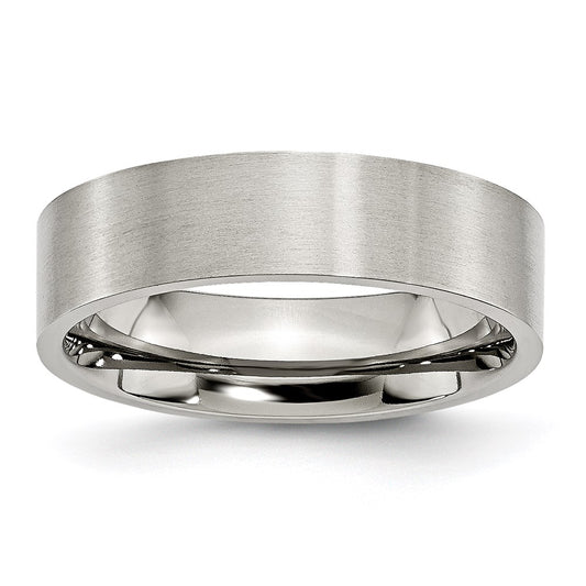 Unisex Fashion Jewelry, Chisel Brand Stainless Steel Flat 6mm Brushed Ring Band