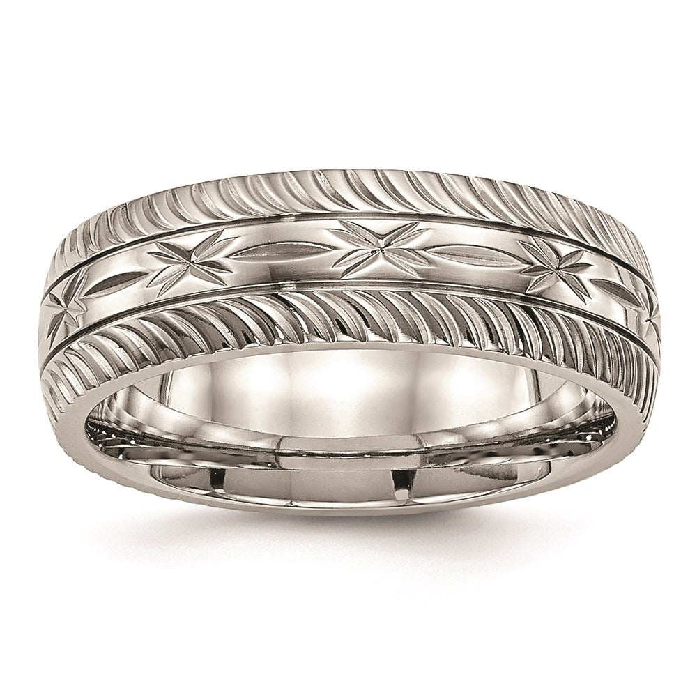 Unisex Fashion Jewelry, Chisel Brand Stainless Steel Polished Diamond Cut Ring