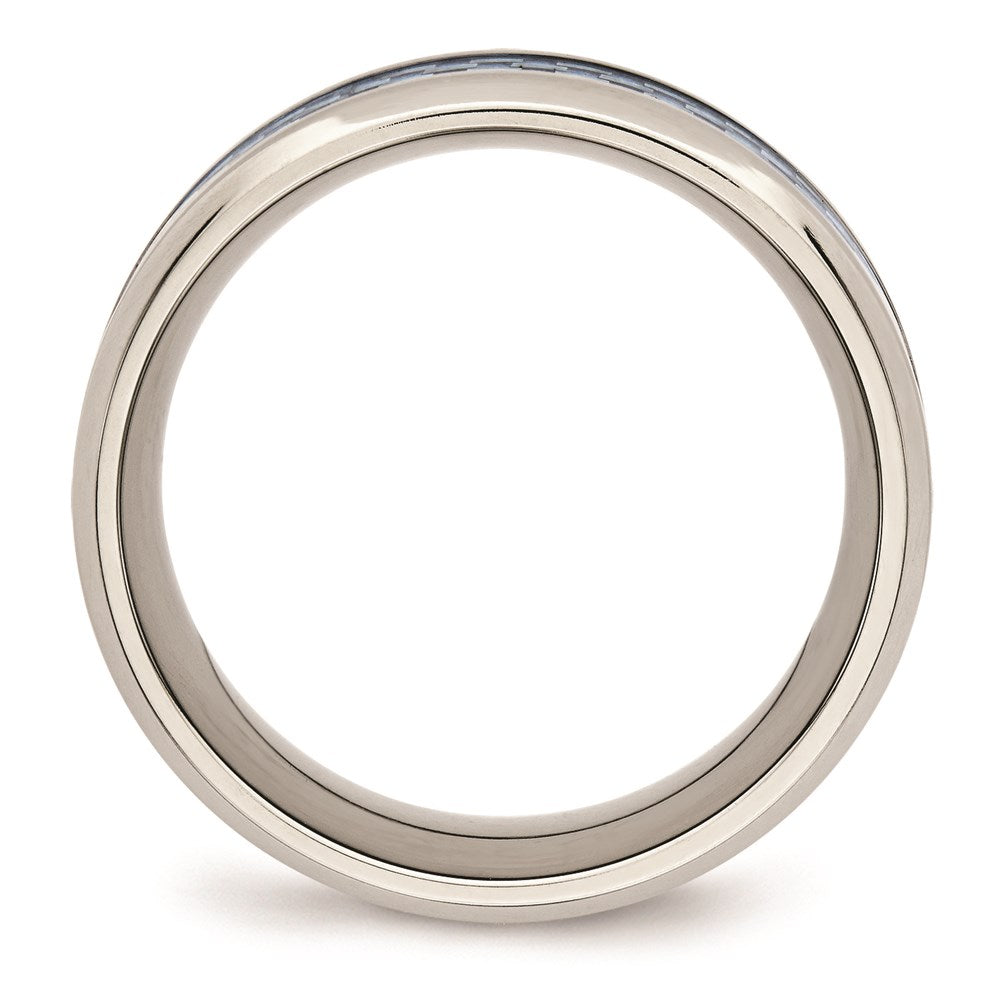 Unisex Fashion Jewelry, Chisel Brand Stainless Steel Polished Blue Carbon Fiber Inlay Ring