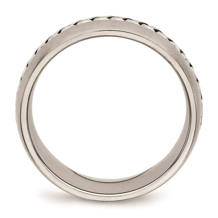 Unisex Fashion Jewelry, Chisel Brand Stainless Steel Brushed and Polished Braided 8.00mm Ring Band