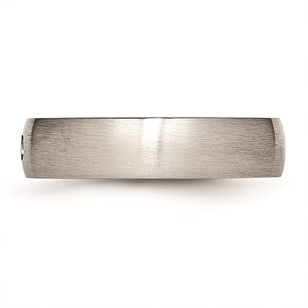 Unisex Fashion Jewelry, Chisel Brand Stainless Steel Brushed Half Round CZ Ring