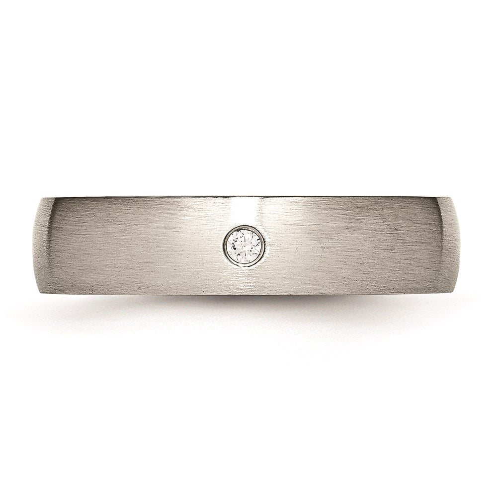 Unisex Fashion Jewelry, Chisel Brand Stainless Steel Brushed Half Round CZ Ring