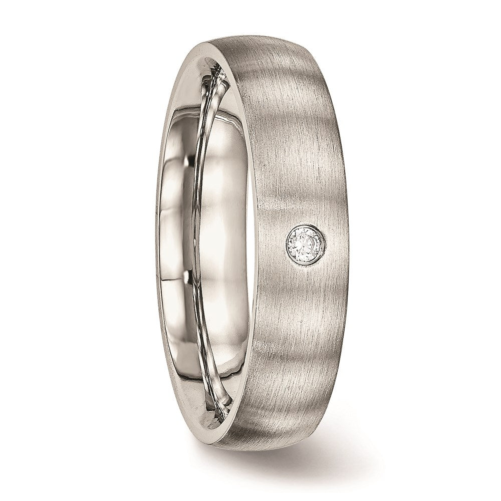 Unisex Fashion Jewelry, Chisel Brand Stainless Steel Brushed Half Round CZ Ring