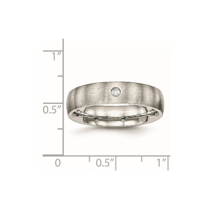 Unisex Fashion Jewelry, Chisel Brand Stainless Steel Brushed Half Round CZ Ring
