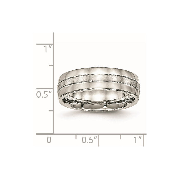 Unisex Fashion Jewelry, Chisel Brand Stainless Steel Brushed and Polished Grooved 6.50mm Ring Band