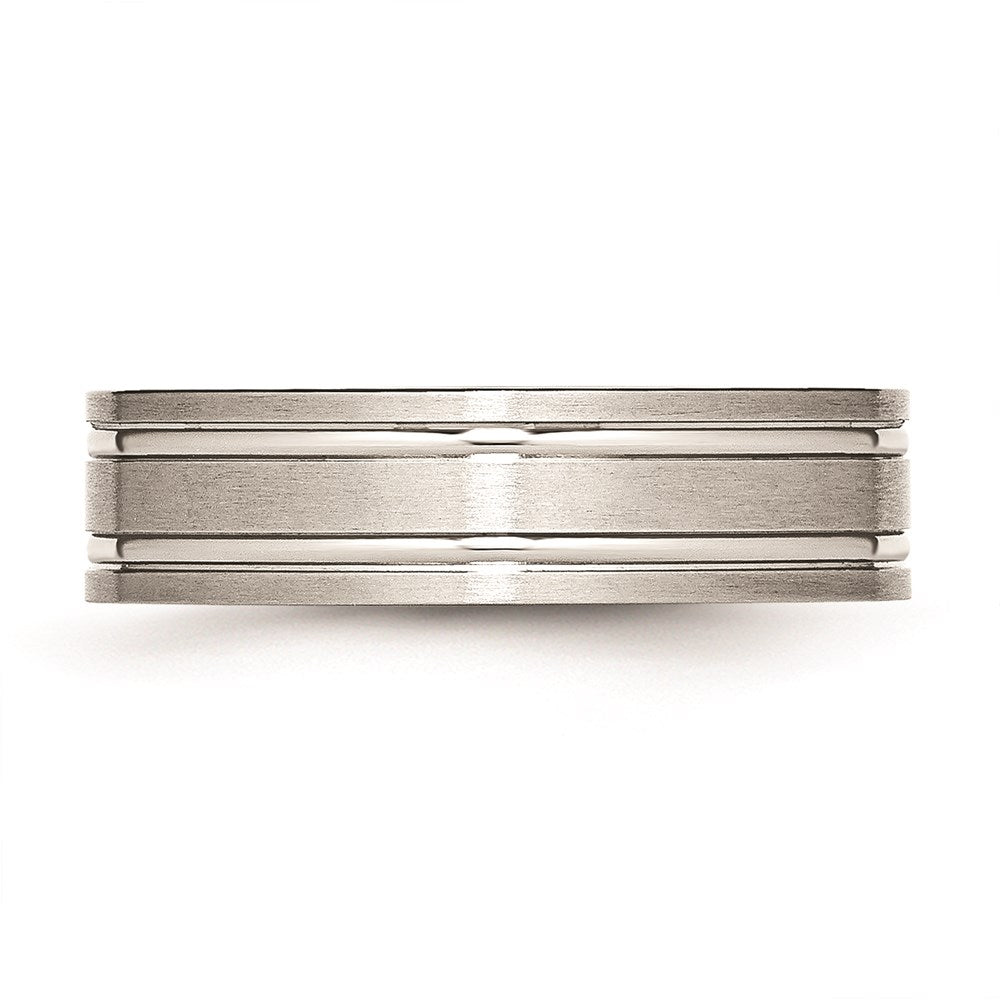 Unisex Fashion Jewelry, Chisel Brand Stainless Steel Brushed and Polished Ridged 6.00mm Ring Band