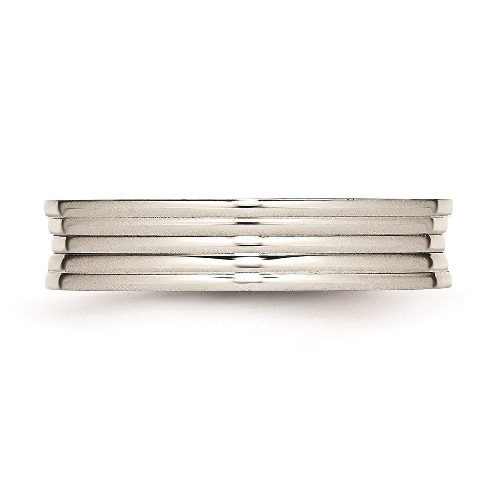 Men's Fashion Jewelry, Chisel Brand Stainless Steel Polished Ridged 5.00mm Ring Band