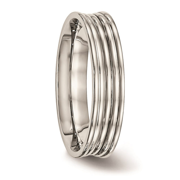 Men's Fashion Jewelry, Chisel Brand Stainless Steel Polished Ridged 5.00mm Ring Band