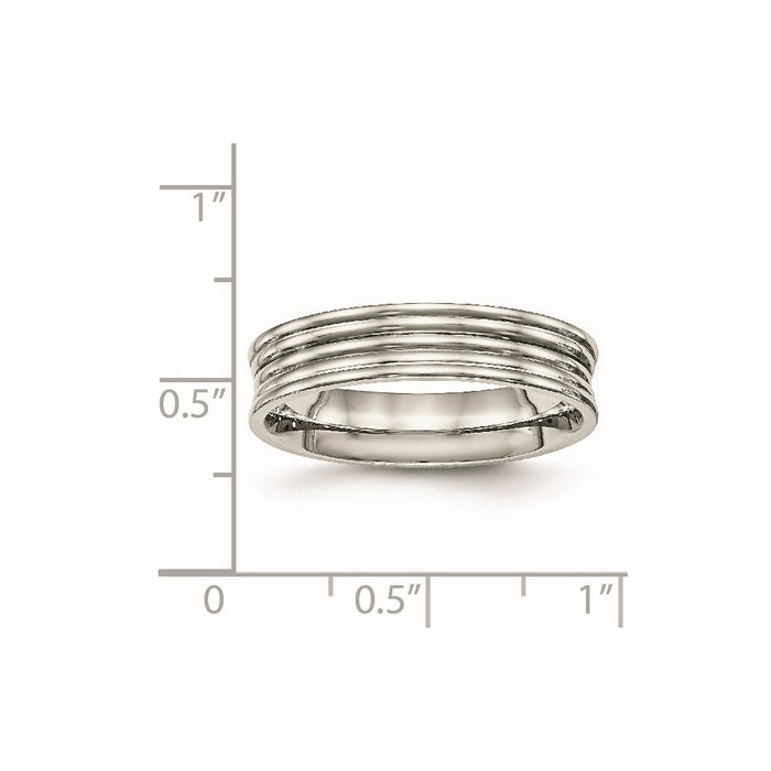 Men's Fashion Jewelry, Chisel Brand Stainless Steel Polished Ridged 5.00mm Ring Band