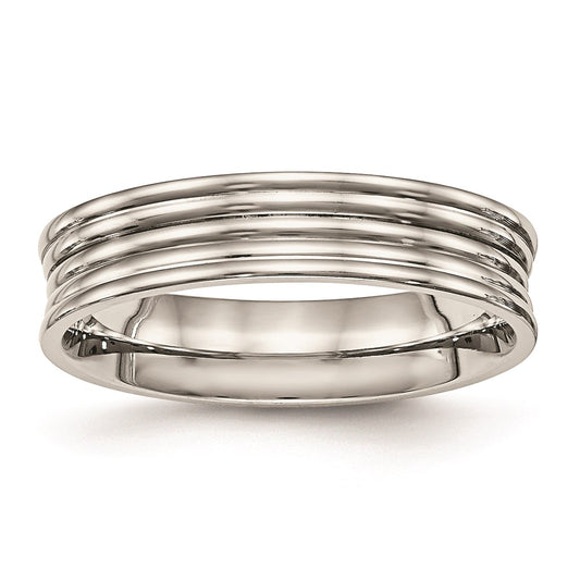 Men's Fashion Jewelry, Chisel Brand Stainless Steel Polished Ridged 5.00mm Ring Band