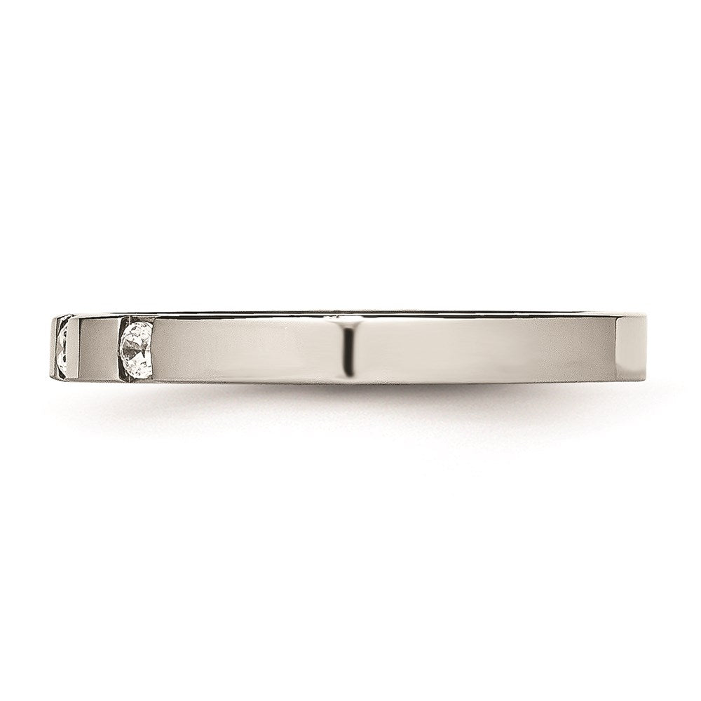 Unisex Fashion Jewelry, Chisel Brand Stainless Steel Polished 3 Stone CZ 2.50mm Ring Band