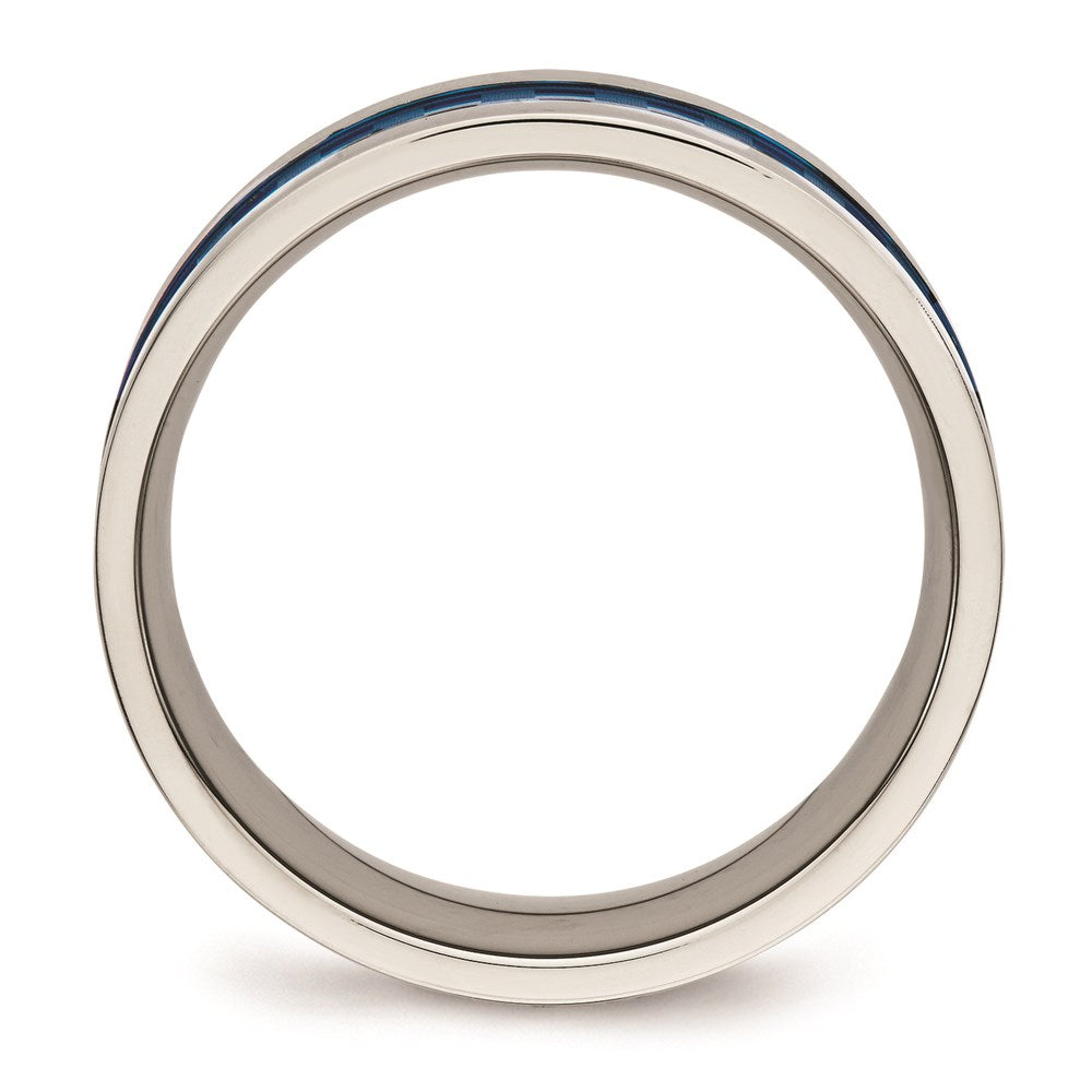 Unisex Fashion Jewelry, Chisel Brand Stainless Steel Polished Blue IP-plated 7.00mm Ring Band