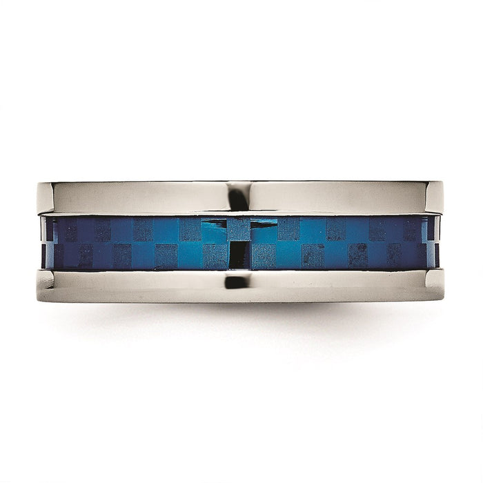 Unisex Fashion Jewelry, Chisel Brand Stainless Steel Polished Blue IP-plated 7.00mm Ring Band