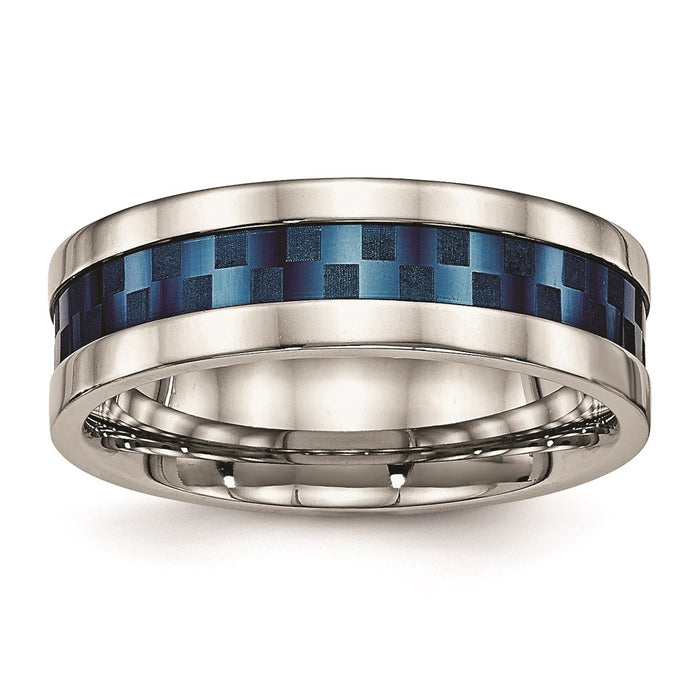 Unisex Fashion Jewelry, Chisel Brand Stainless Steel Polished Blue IP-plated 7.00mm Ring Band