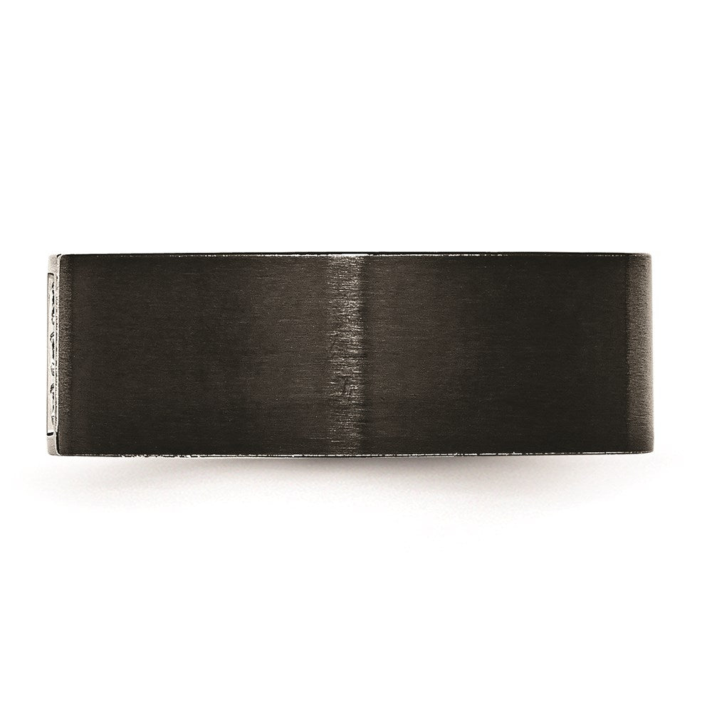 Unisex Fashion Jewelry, Chisel Brand Stainless Steel Brushed Black IP Flat Three CZ Ring
