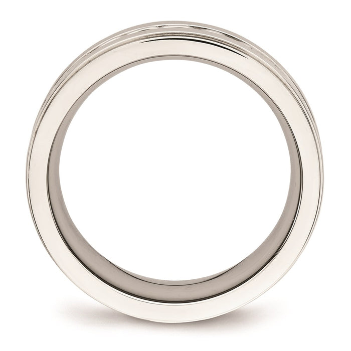 Unisex Fashion Jewelry, Chisel Brand Stainless Steel Brushed and Polished Twisted 7.00mm Ring Band