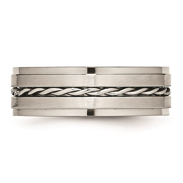 Unisex Fashion Jewelry, Chisel Brand Stainless Steel Brushed and Polished Twisted 7.00mm Ring Band