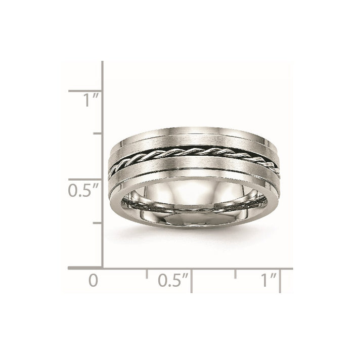 Unisex Fashion Jewelry, Chisel Brand Stainless Steel Brushed and Polished Twisted 7.00mm Ring Band