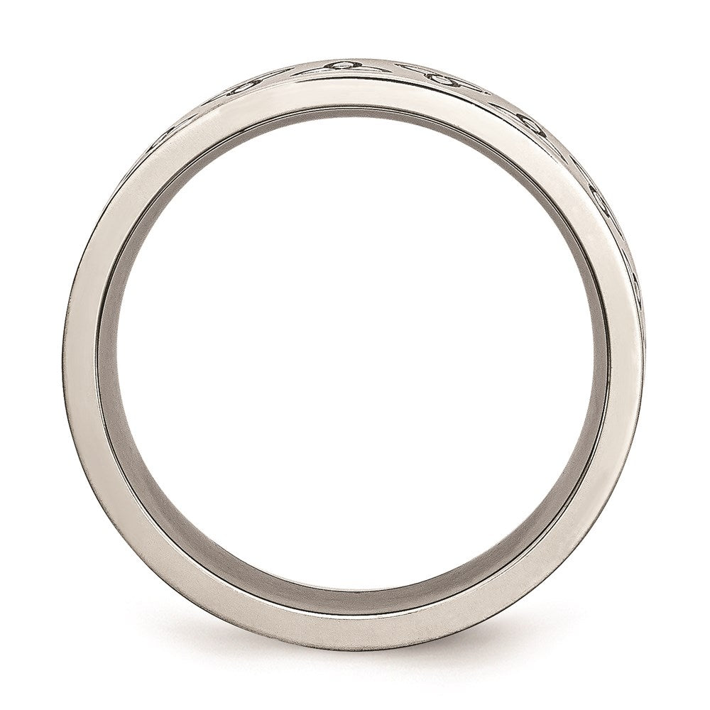 Unisex Fashion Jewelry, Chisel Brand Stainless Steel Engraved Trinity Symbol Brushed 6mm Ring Band