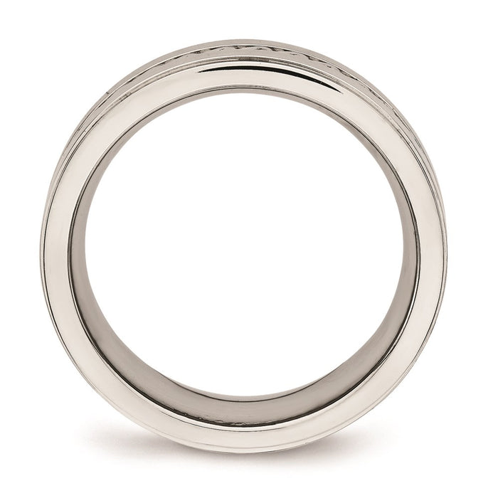 Unisex Fashion Jewelry, Chisel Brand Stainless Steel Brushed and Polished Twisted 7.00mm Ring Band