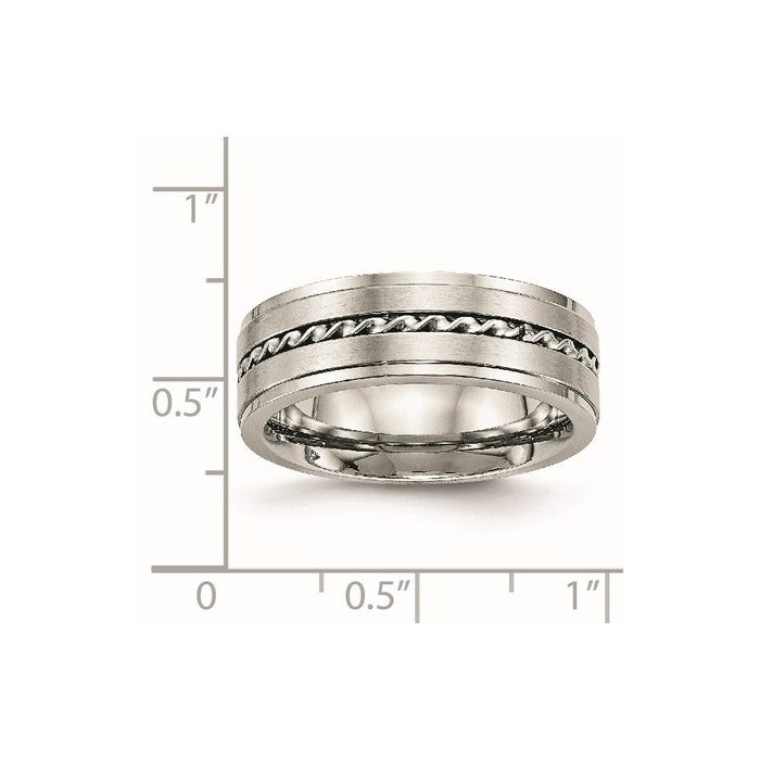 Unisex Fashion Jewelry, Chisel Brand Stainless Steel Brushed and Polished Twisted 7.00mm Ring Band