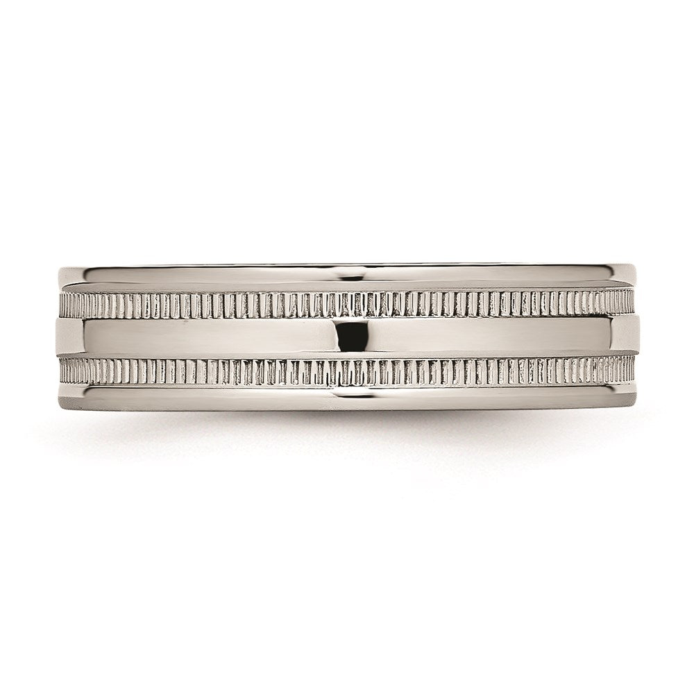 Unisex Fashion Jewelry, Chisel Brand Stainless Steel Polished Grooved 6.00mm Ring Band
