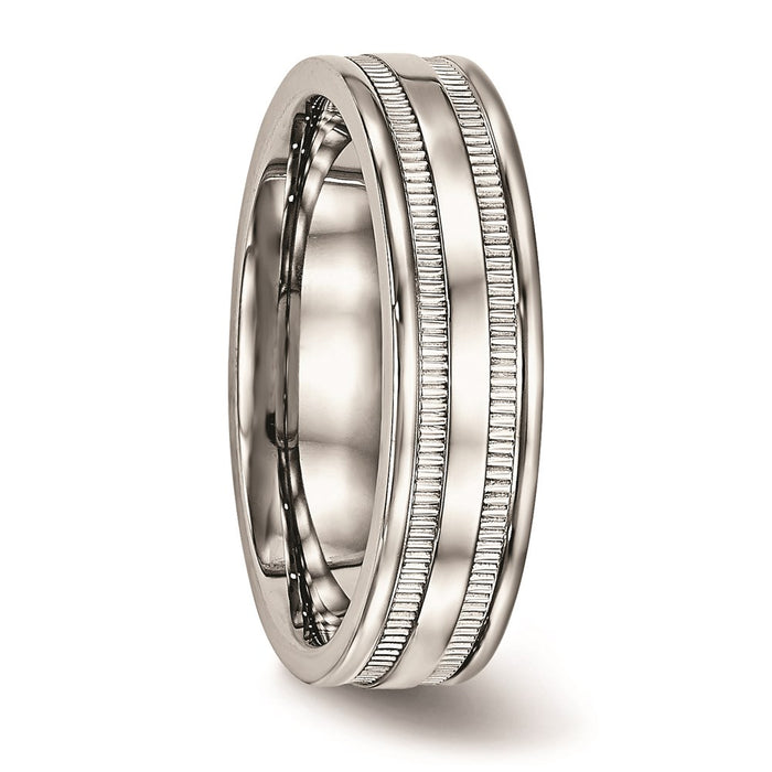 Unisex Fashion Jewelry, Chisel Brand Stainless Steel Polished Grooved 6.00mm Ring Band