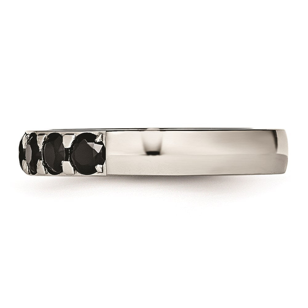 Unisex Fashion Jewelry, Chisel Brand Stainless Steel Polished Black CZ 4.00mm Ring Band